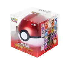 Small red and white Poké Ball-shaped tin inside transparent-front red-accented retail packaging